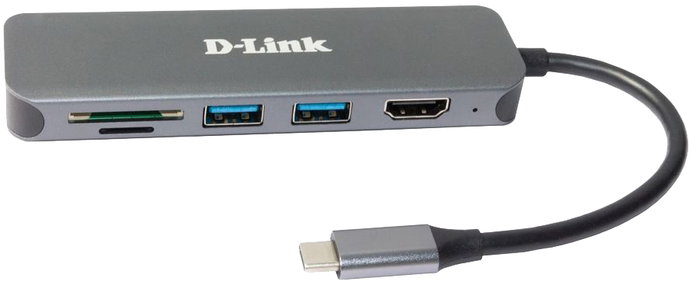 D-Link Docking Station USB-C 6-en-1, 2x USB 3.2, 1x USB-C, HDMI 1.4, Lecteur SD/MicroSD, Gris D-Link Docking Station USB-C 6-en-1, 2x USB 3.2, 1x USB-C, HDMI 1.4, Lecteur SD/MicroSD, Gris