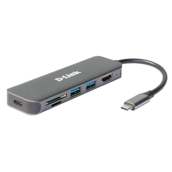 D-Link Docking Station USB-C 6-en-1, 2x USB 3.2, 1x USB-C, HDMI 1.4, Lecteur SD/MicroSD, Gris D-Link Docking Station USB-C 6-en-1, 2x USB 3.2, 1x USB-C, HDMI 1.4, Lecteur SD/MicroSD, Gris