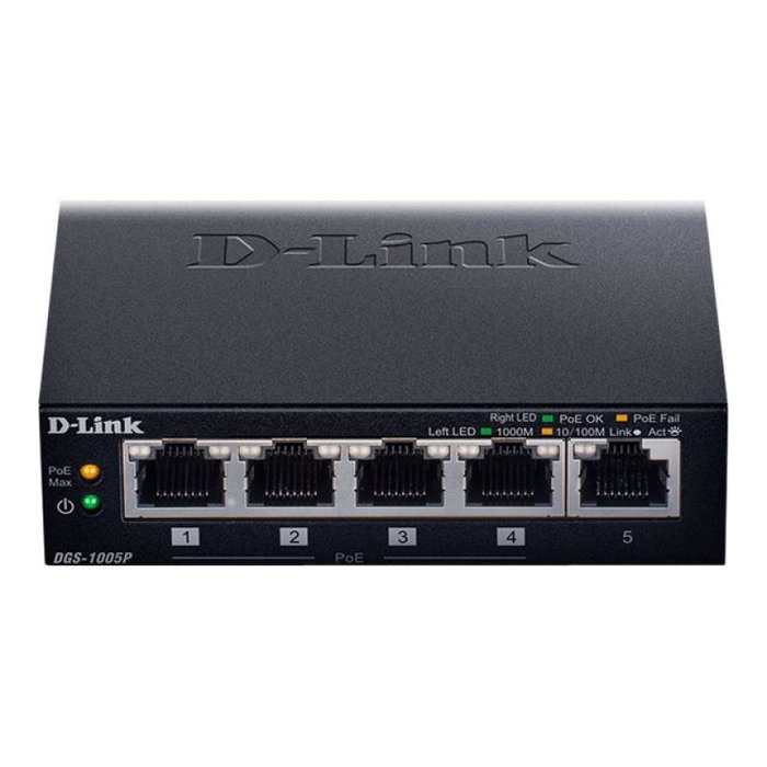 D-Link DGS-1005P/E Switch réseau 5 ports Gigabit PoE noir D-Link DGS-1005P/E Switch réseau 5 ports Gigabit PoE noir