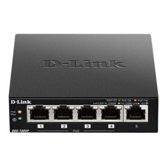 D-Link DGS-1005P/E Switch réseau 5 ports Gigabit PoE noir D-Link DGS-1005P/E Switch réseau 5 ports Gigabit PoE noir