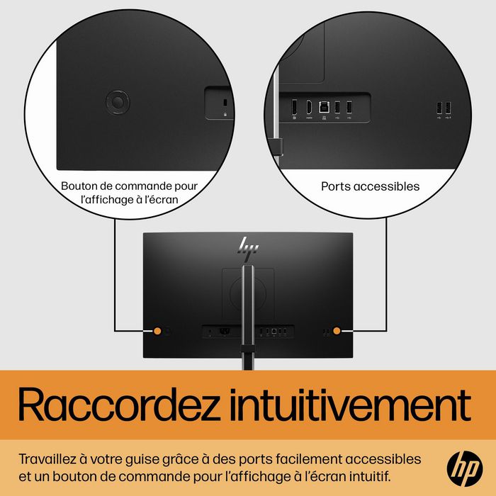HP Écran E24 G5 - 23,8 Pouces FHD (1920x1080) IPS - 75 Hz - Réglage Hauteur/Pivot - Micro-bordure 3 côtés - Connectivité complète - HP Eye Ease