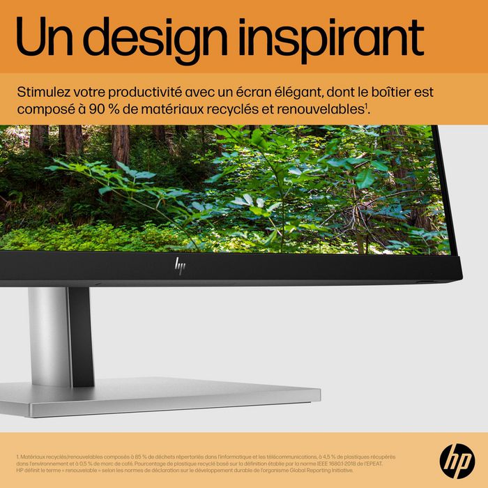 HP Écran E24 G5 - 23,8 Pouces FHD (1920x1080) IPS - 75 Hz - Réglage Hauteur/Pivot - Micro-bordure 3 côtés - Connectivité complète - HP Eye Ease
