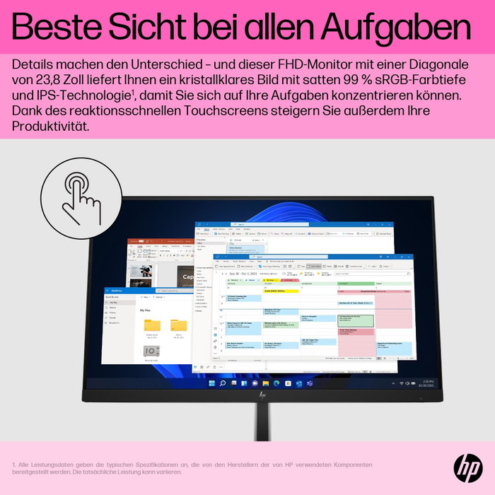 HP E24t G5 Écran tactile FHD 23,8 pouces, Noir