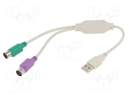 GEMBIRD Adaptateur Cablexpert USB 2.0 vers 2 ports PS/2, 0,3m, blanc