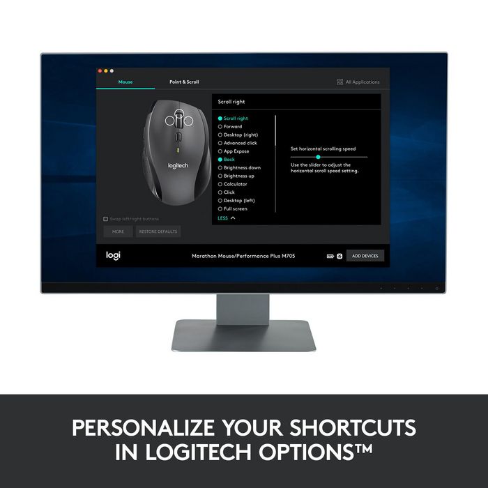 Logitech M705 Souris Sans Fil Marathon avec 3 Ans d'Autonomie, Défilement Rapide, Récépteur USB Unifying, pour Windows et Mac