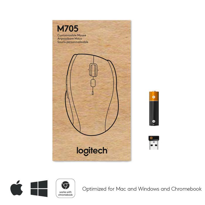 Logitech M705 Souris Sans Fil Marathon avec 3 Ans d'Autonomie, Défilement Rapide, Récépteur USB Unifying, pour Windows et Mac