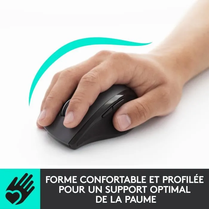 Logitech M705 Marathon - Souris sans fil laser - Autonomie pile 3 ans - Molette de défilement - 7 boutons programmables - Couleur gris