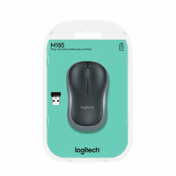 Souris sans-fil Logitech LGT-M185G Noir Gris 1000 dpi