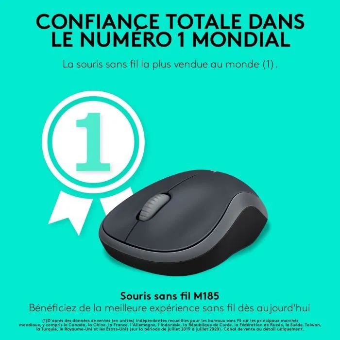 Logitech M185 Souris sans fil Ambidextre Gris