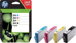 HP Pack de 4 cartouches d'encre 364 (Noir, Cyan, Jaune, Magenta)