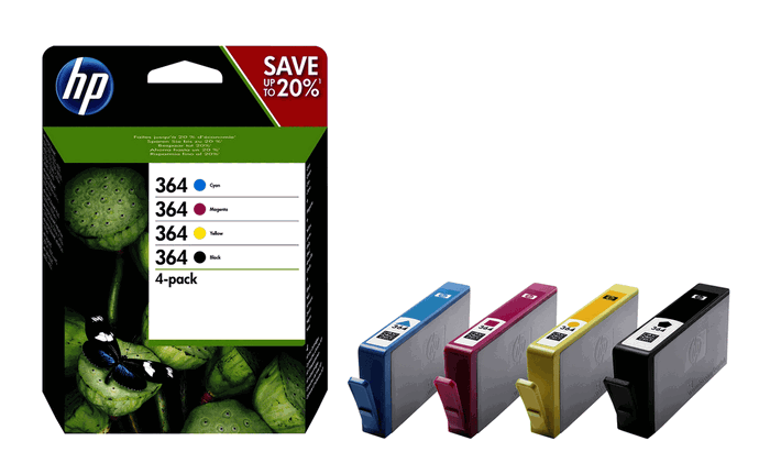 HP 364 Multipack de 4 Cartouches d'Encre (Noir, Cyan, Magenta, Jaune)
