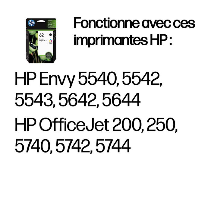 HP 62 Multipack Noir et Couleurs (N9J71AE)