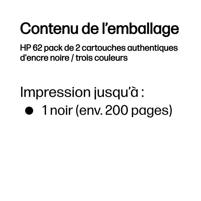 HP 62 Multipack Noir et Couleurs (N9J71AE)