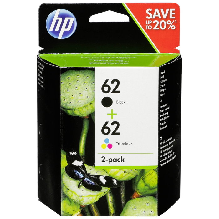 HP 62 Pack de 2 cartouches d'encre noire et tricolore (N9J71AE)​