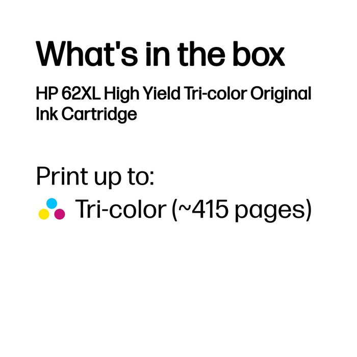 HP - Cartouche d'encre authentique 62XL haute capacité - Pack tri-couleurs pour documents et photos professionnelles