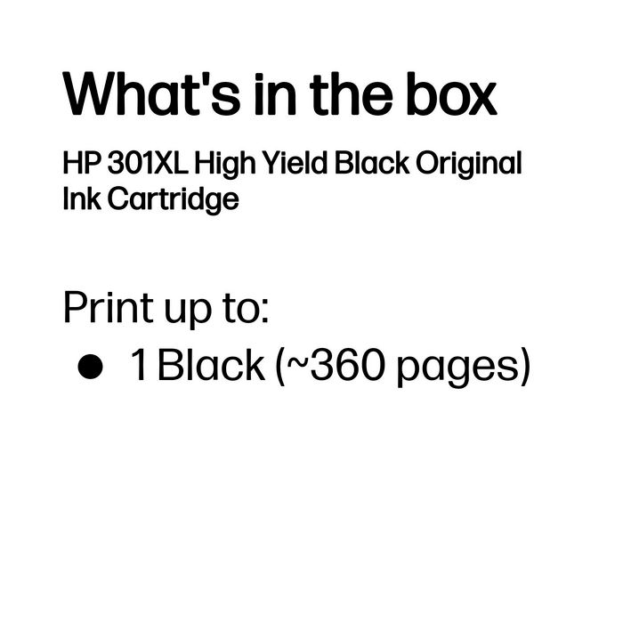 HP - Cartouche d'encre authentique 301XL noir grande capacité - Haut rendement (environ 430 pages) pour imprimantes HP