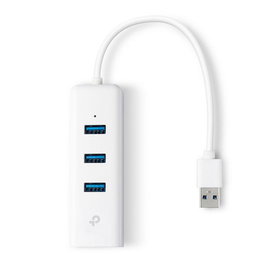 TP-Link UE330 Hub USB 3.0 à 3 Ports avec Adaptateur Ethernet Gigabit intégré - Compatible Plug & Play Windows, macOS, Chrome OS, Linux
