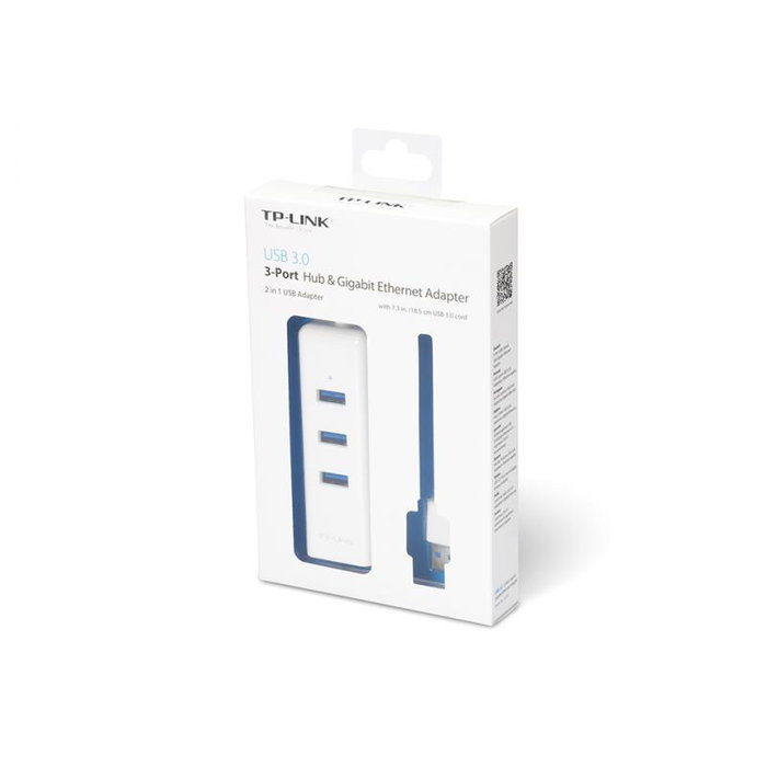 TP-Link UE330 Hub USB 3.0 et Adaptateur Gigabit Ethernet - Blanc