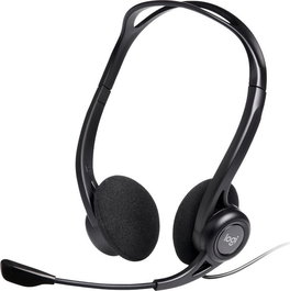 Logitech 960 Casque audio PC avec micro anti-bruit - Connexion USB - Oreillettes moelleuses - Réglage du volume et micro sur le casque - Stéréo