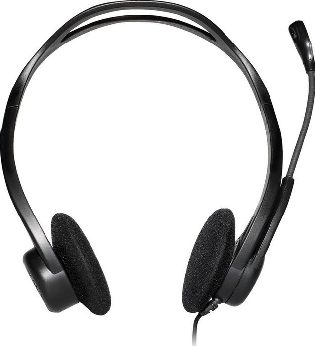 Logitech 960 Casque audio PC avec micro anti-bruit - Connexion USB - Oreillettes moelleuses - Réglage du volume et micro sur le casque - Stéréo