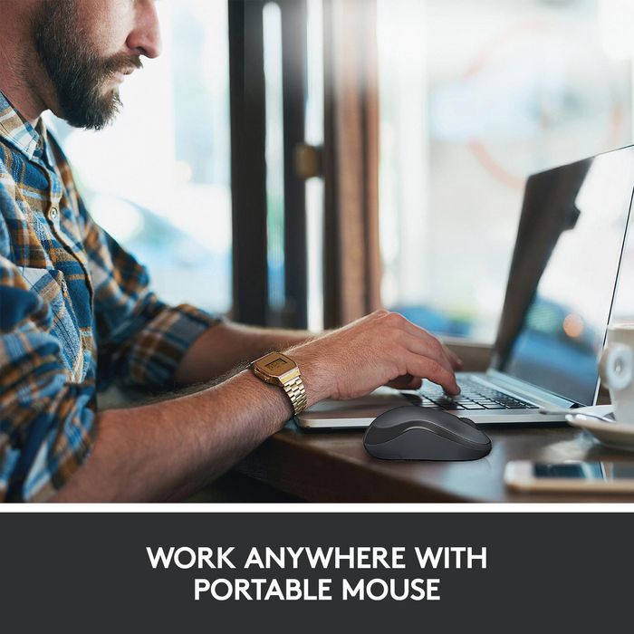 Logitech M220 Silent Souris Sans Fil Silencieuse, USB Nano, Capteur Optique 1000 dpi, Ambidextre, Autonomie 18 Mois, Charbon