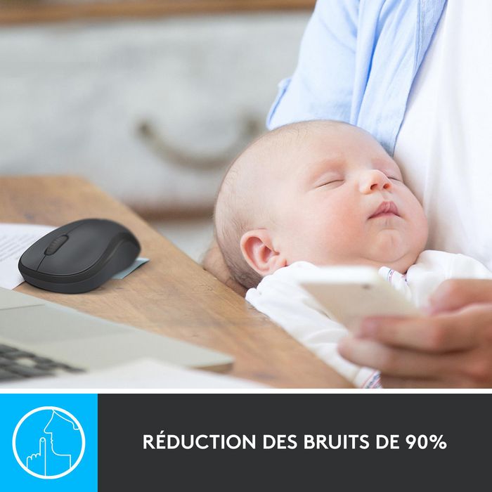 Logitech M220 Silent Souris Sans Fil Silencieuse, USB Nano, Capteur Optique 1000 dpi, Ambidextre, Autonomie 18 Mois, Charbon