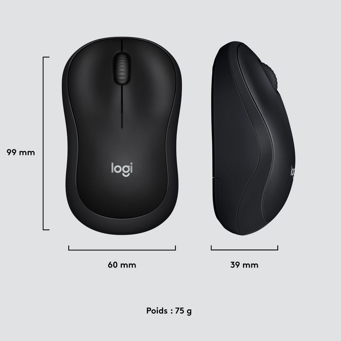 Logitech M220 Silent Souris Sans Fil Silencieuse, USB Nano, Capteur Optique 1000 dpi, Ambidextre, Autonomie 18 Mois, Charbon