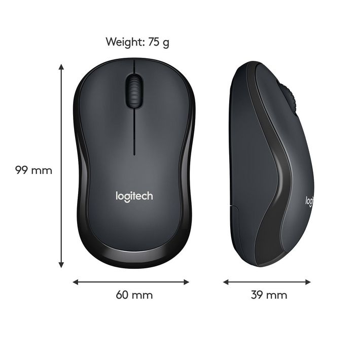 Logitech M220 Silent Souris Sans Fil Silencieuse, USB Nano, Capteur Optique 1000 dpi, Ambidextre, Autonomie 18 Mois, Charbon
