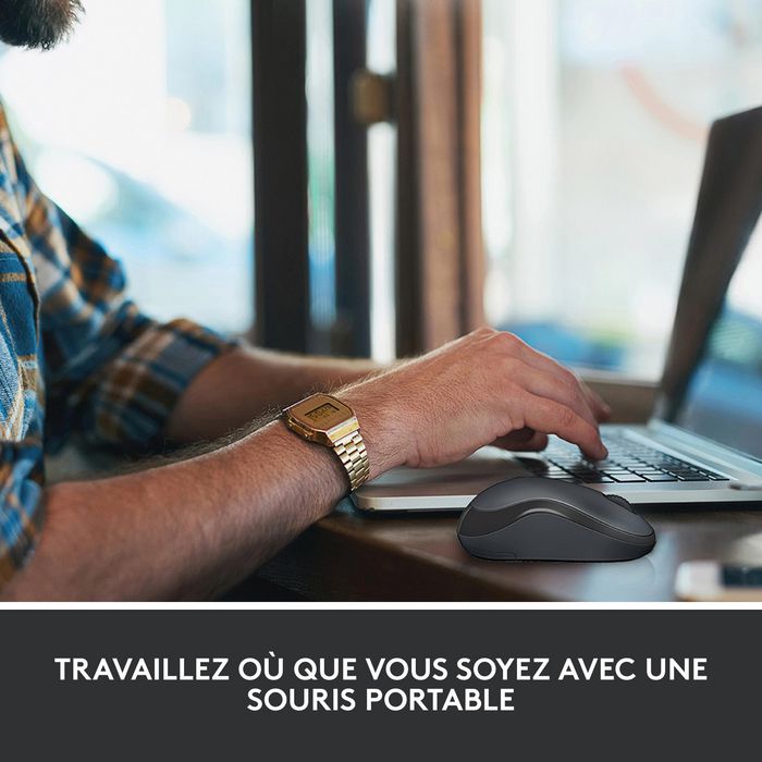 Logitech M220 Silent Souris Sans Fil Silencieuse, USB Nano, Capteur Optique 1000 dpi, Ambidextre, Autonomie 18 Mois, Charbon