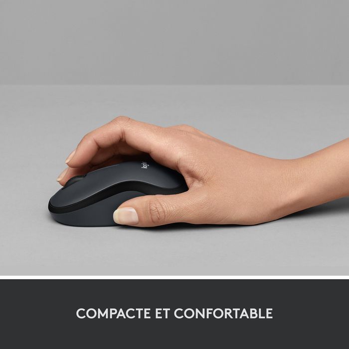 Logitech M220 Silent Souris Sans Fil Silencieuse, USB Nano, Capteur Optique 1000 dpi, Ambidextre, Autonomie 18 Mois, Charbon