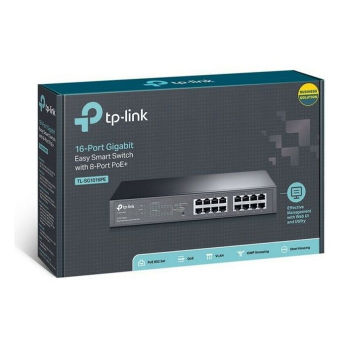 TP-LINK Switch Gigabit 16 ports PoE, TL-SG1016PE, Noir - Commutateur réseau Ethernet avec alimentation par câble