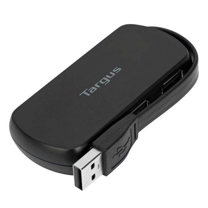 Targus 4 x USB 2.0 Hub USB Portable à 4 Ports - Alimentation via Port USB, Plug & Play, Noir (85 x 30 x 10 mm)