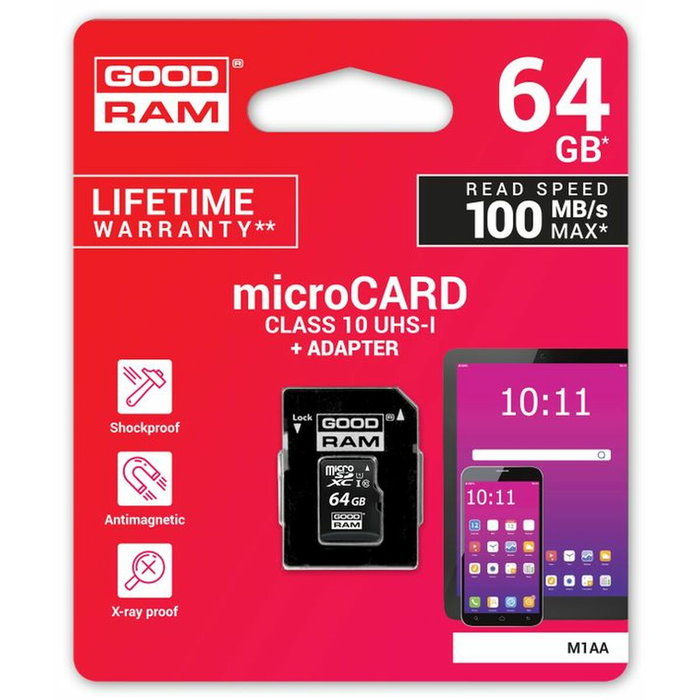 Goodram Carte Mémoire Micro SD 64 Go M1AA-0640R12 UHS-I Classe 10