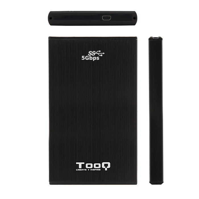 TooQ TQE-2522B Boîtier Externe pour Disque Dur 2.5" SATA HDD/SSD USB 3.0 Noir Aluminium