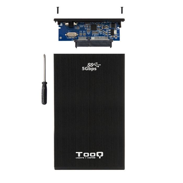TooQ TQE-2522B Boîtier Externe pour Disque Dur 2.5" SATA HDD/SSD USB 3.0 Noir Aluminium
