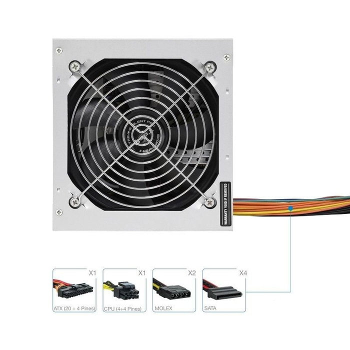 TooQ TQEP-500S-INT Ecopower II 500W Argenté