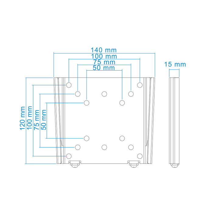 Tooq LP1023F-B Support Mural TV 10-23 Pouces VESA 100x100 Charge 30kg Noir