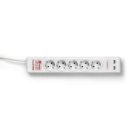 Salicru SPS SAFE 5+ Réglette Protecteur Électrique 5 Prises Schuko + 2 Ports USB 2.1A