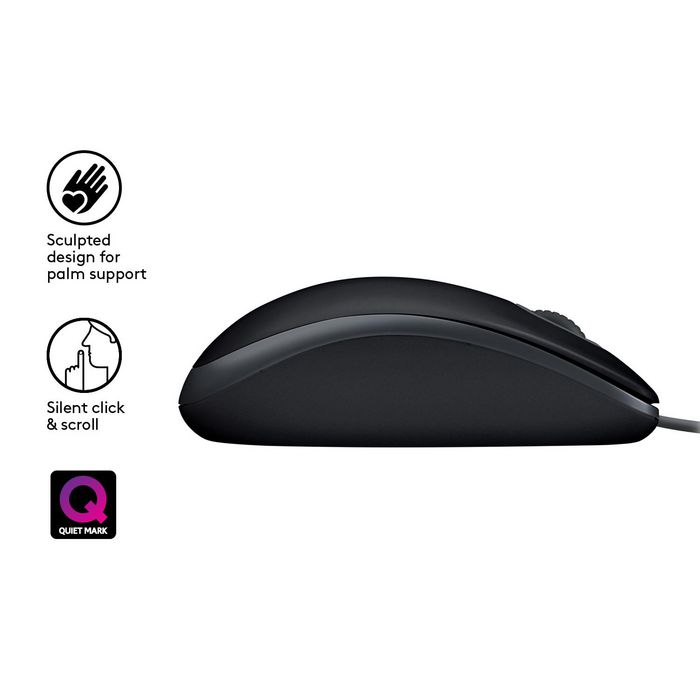 Logitech B110 Souris Filaire Silencieuse USB, Noir, Conception Ambidextre, 1000 DPI, Câble 1.8m, 85g Logitech B110 Souris Filaire Silencieuse USB, Noir, Conception Ambidextre, 1000 DPI, Câble 1.8m, 85g