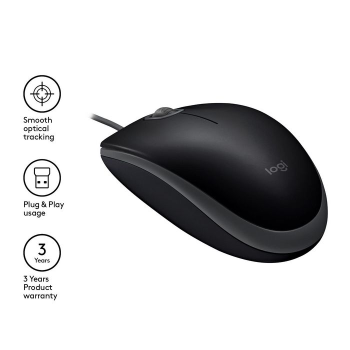 Logitech B110 Souris Filaire Silencieuse USB, Noir, Conception Ambidextre, 1000 DPI, Câble 1.8m, 85g Logitech B110 Souris Filaire Silencieuse USB, Noir, Conception Ambidextre, 1000 DPI, Câble 1.8m, 85g