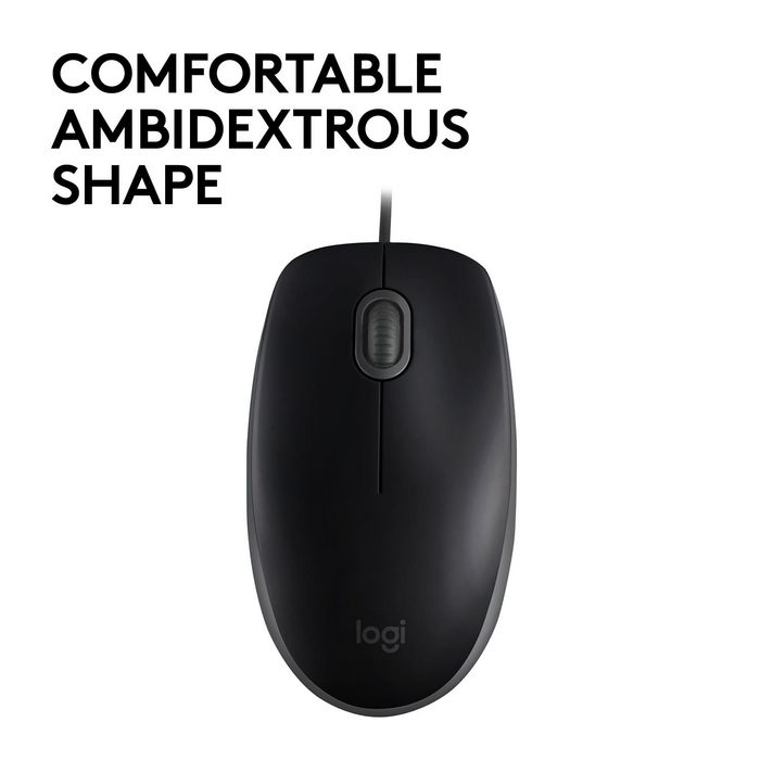 Logitech B110 Souris Filaire Silencieuse USB, Noir, Conception Ambidextre, 1000 DPI, Câble 1.8m, 85g Logitech B110 Souris Filaire Silencieuse USB, Noir, Conception Ambidextre, 1000 DPI, Câble 1.8m, 85g