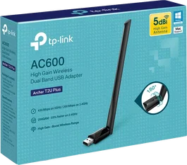 TP-Link Archer T2U Plus - Adaptateur WiFi USB Dual Band AC600 avec Antenne 5dBi pour Windows et Mac