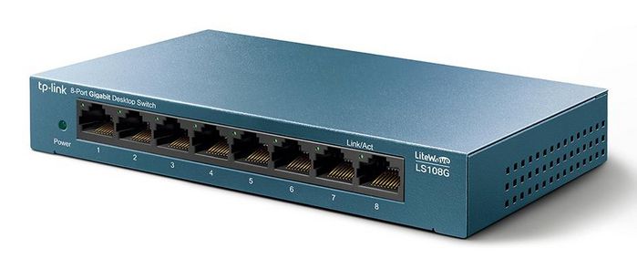 TP-Link LS108G - Commutateur réseau Gigabit Ethernet 8 ports 10/100/1000Mbps, métal, plug-and-play, économie d'énergie, bureau/mur
