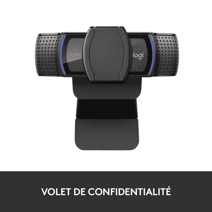 Logitech C920s Webcam HD avec Obturateur de Confidentialité - Résolution 1080p/720p à 30 FPS - Champ de Vision 78° - Double Micro - Appels et Enregistrement en Full HD