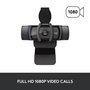 Logitech C920s Webcam HD avec Obturateur de Confidentialité - Résolution 1080p/720p à 30 FPS - Champ de Vision 78° - Double Micro - Appels et Enregistrement en Full HD
