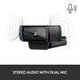 Logitech C920s Webcam HD avec Obturateur de Confidentialité - Résolution 1080p/720p à 30 FPS - Champ de Vision 78° - Double Micro - Appels et Enregistrement en Full HD