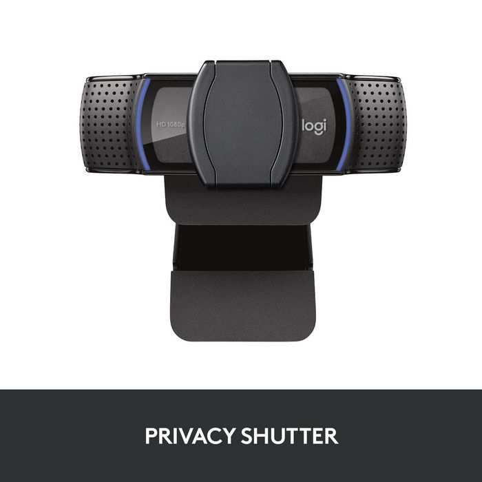 Logitech C920s Webcam HD avec Obturateur de Confidentialité - Résolution 1080p/720p à 30 FPS - Champ de Vision 78° - Double Micro - Appels et Enregistrement en Full HD
