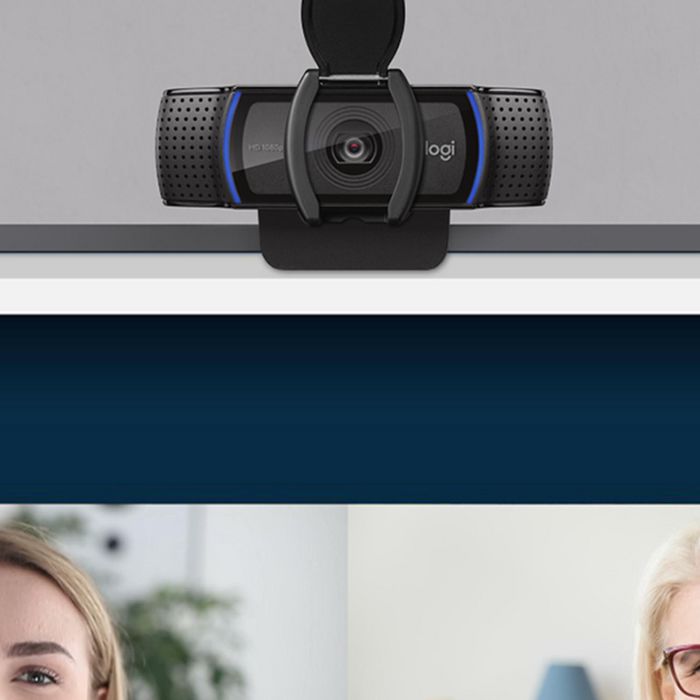 Logitech C920s Webcam HD avec Obturateur de Confidentialité - Résolution 1080p/720p à 30 FPS - Champ de Vision 78° - Double Micro - Appels et Enregistrement en Full HD