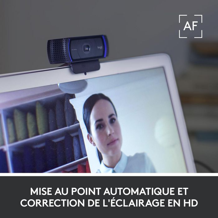 Logitech C920s Webcam HD avec Obturateur de Confidentialité - Résolution 1080p/720p à 30 FPS - Champ de Vision 78° - Double Micro - Appels et Enregistrement en Full HD