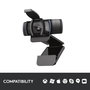 Logitech C920s Webcam HD avec Obturateur de Confidentialité - Résolution 1080p/720p à 30 FPS - Champ de Vision 78° - Double Micro - Appels et Enregistrement en Full HD